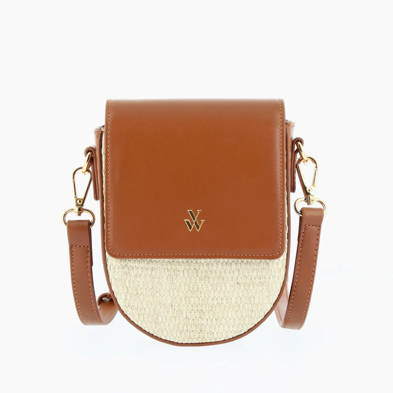 Vanessa Wu Sacs | Petit Sac Armelle Camel Et Beige A Bandouliere