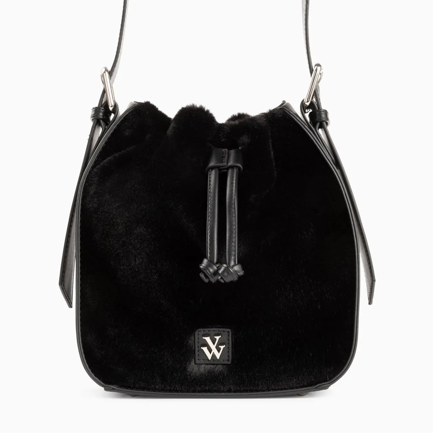 Vanessa Wu Sacs | Sac Bourse Gladis Noir En Fausse Fourrure