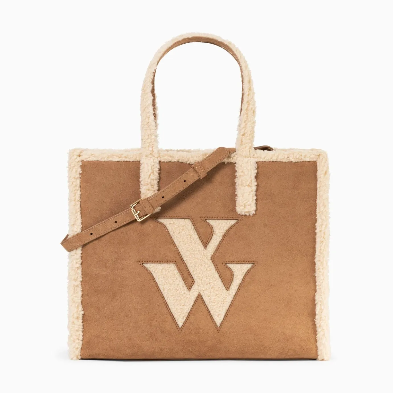 Vanessa Wu Sacs | Sac Cabas Luba Camel Et Beige En Fausse Fourrure