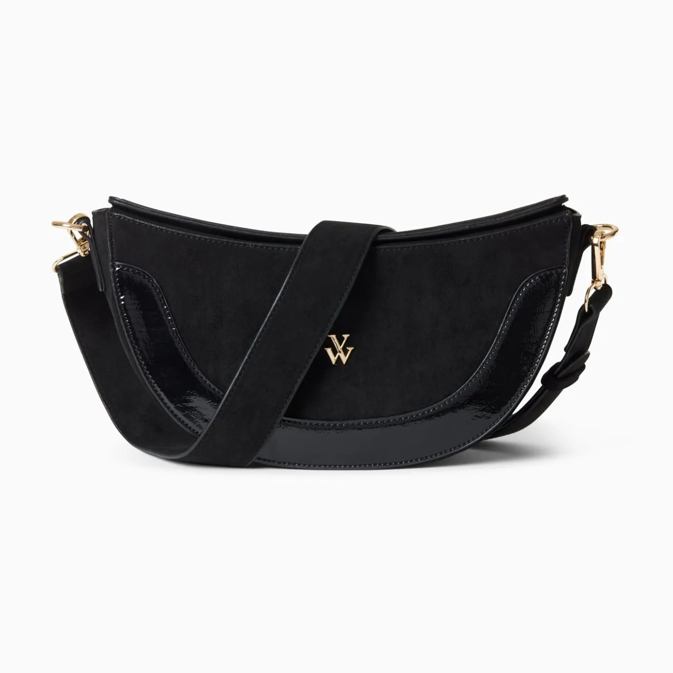 Vanessa Wu Sacs | Sac Demi-Lune Rym Noir Bi-Matiere