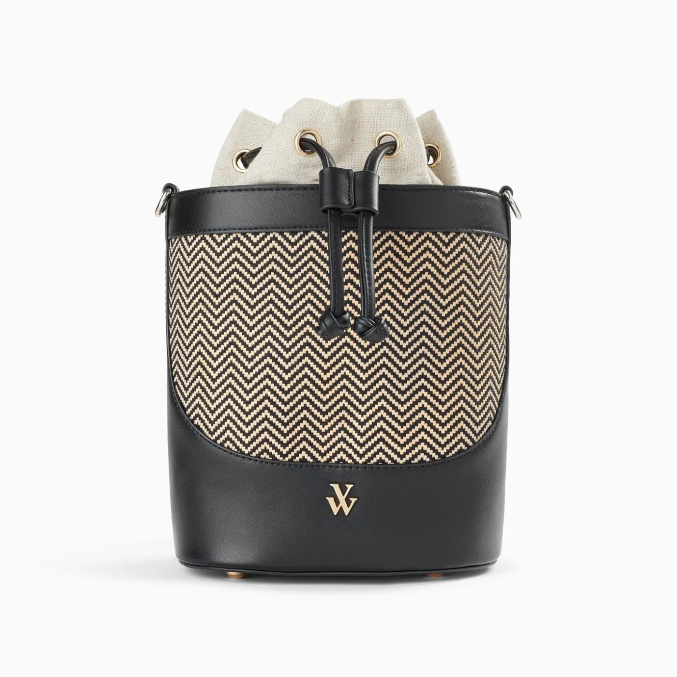 Vanessa Wu Sacs | Sac Seau Maryline Noir En Raphia Tresse