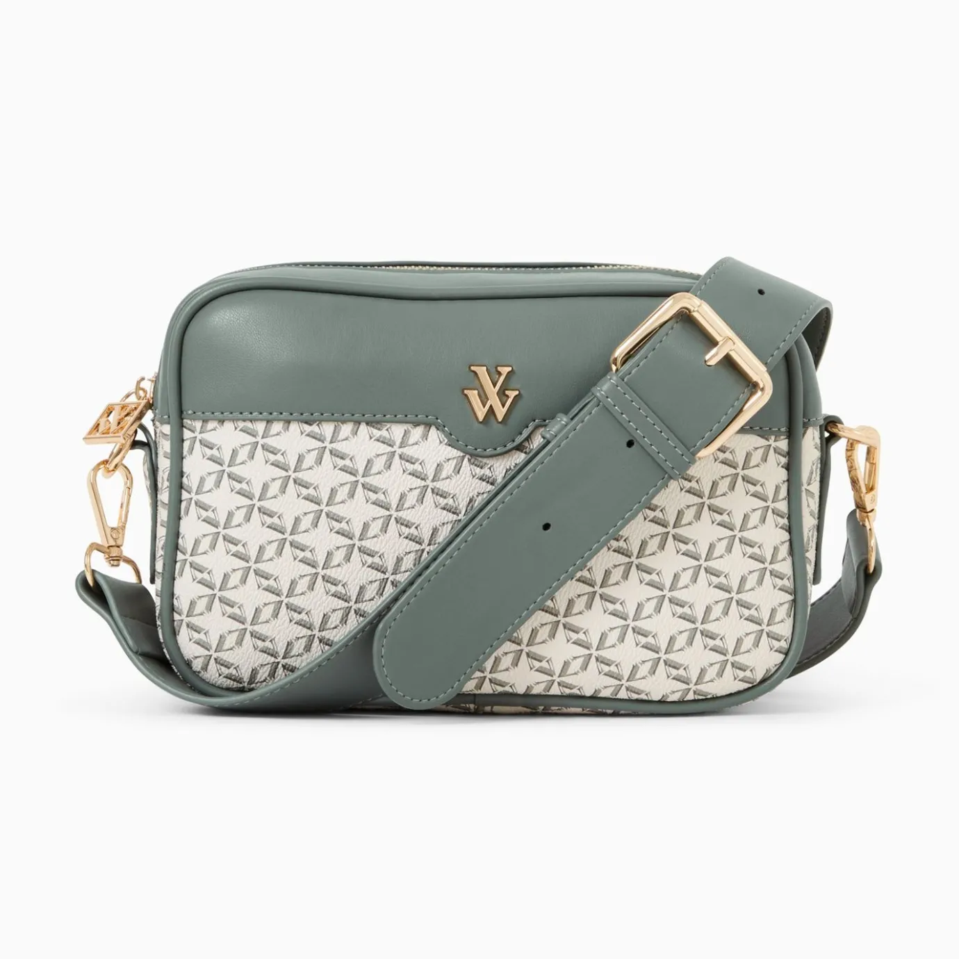 Vanessa Wu Sacs | Sacoche Manelle Verte A Toile Monogramme