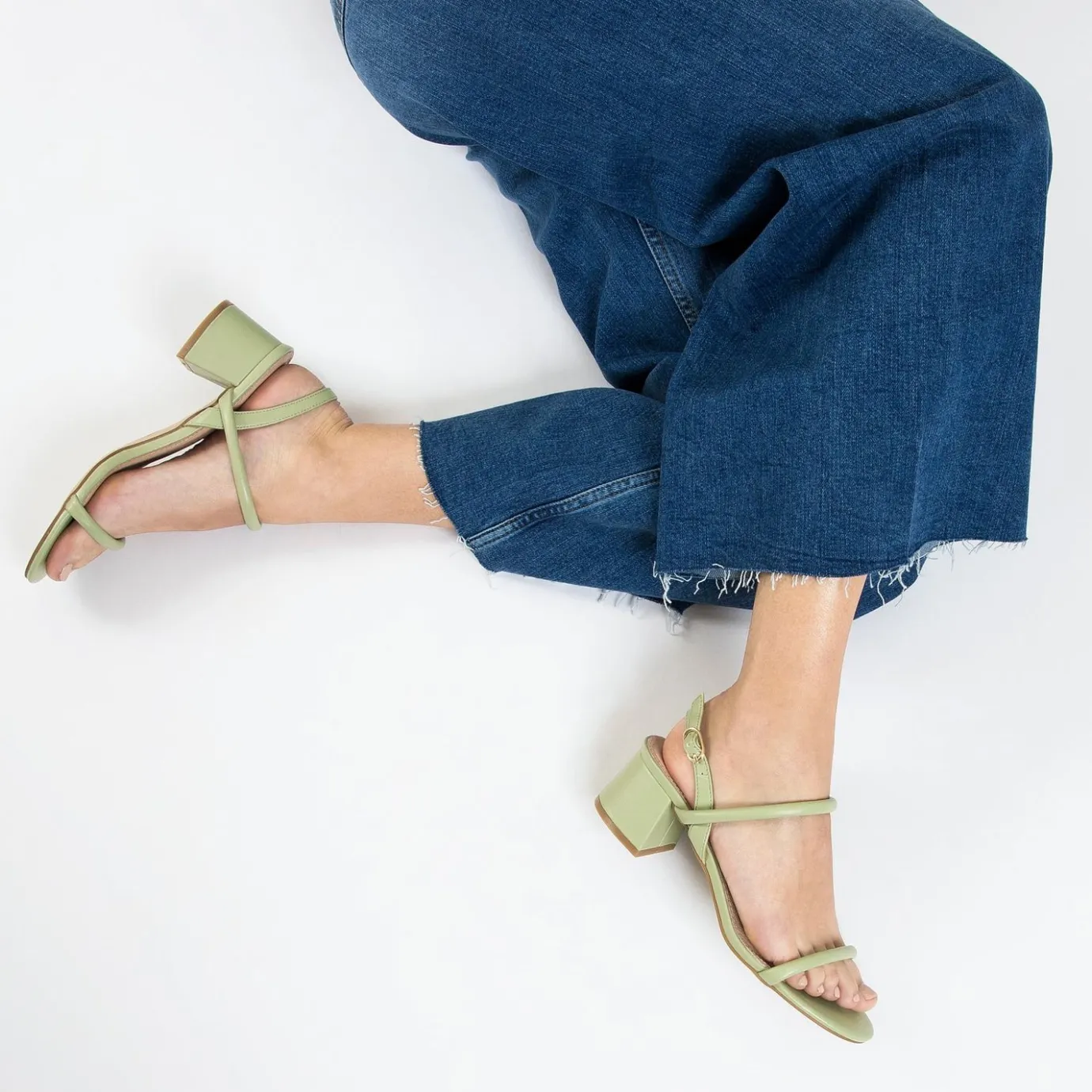 Vanessa Wu Sandales À Talon, Compensées | Sandales A Talon Minimalistes Oriane Vert Pastel