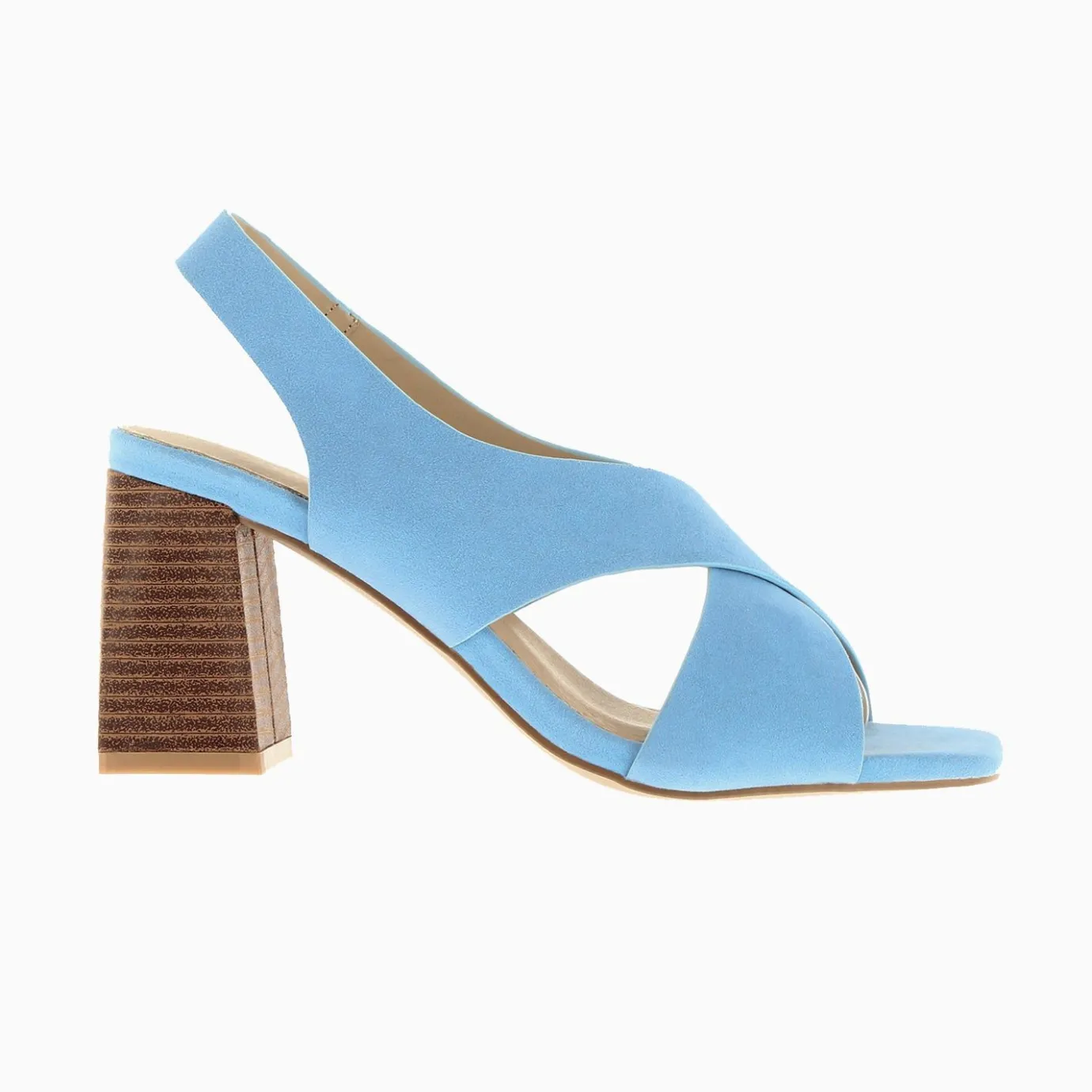 Vanessa Wu Sandales À Talon, Compensées | Sandales Dakota Bleu Clair A Brides Croisees Et Talon Haut