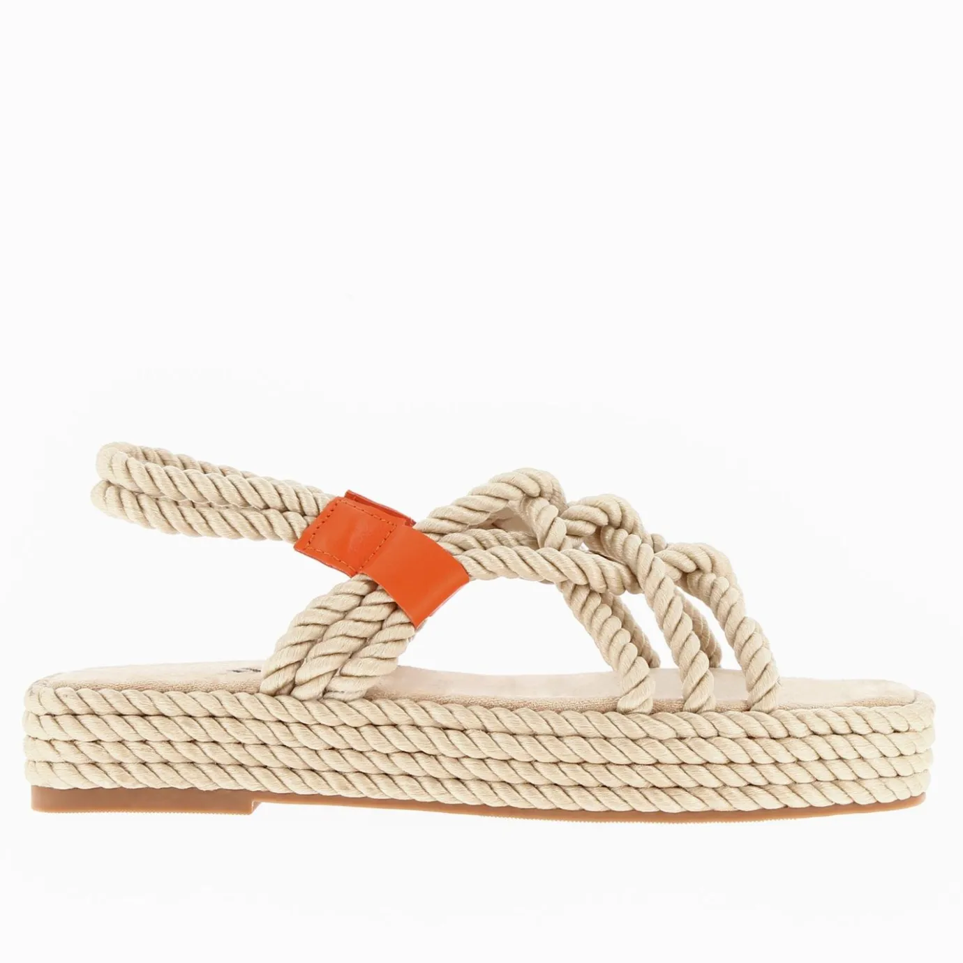 Vanessa Wu Sandales Plates | Sandales En Corde Anya Beige A Plateforme