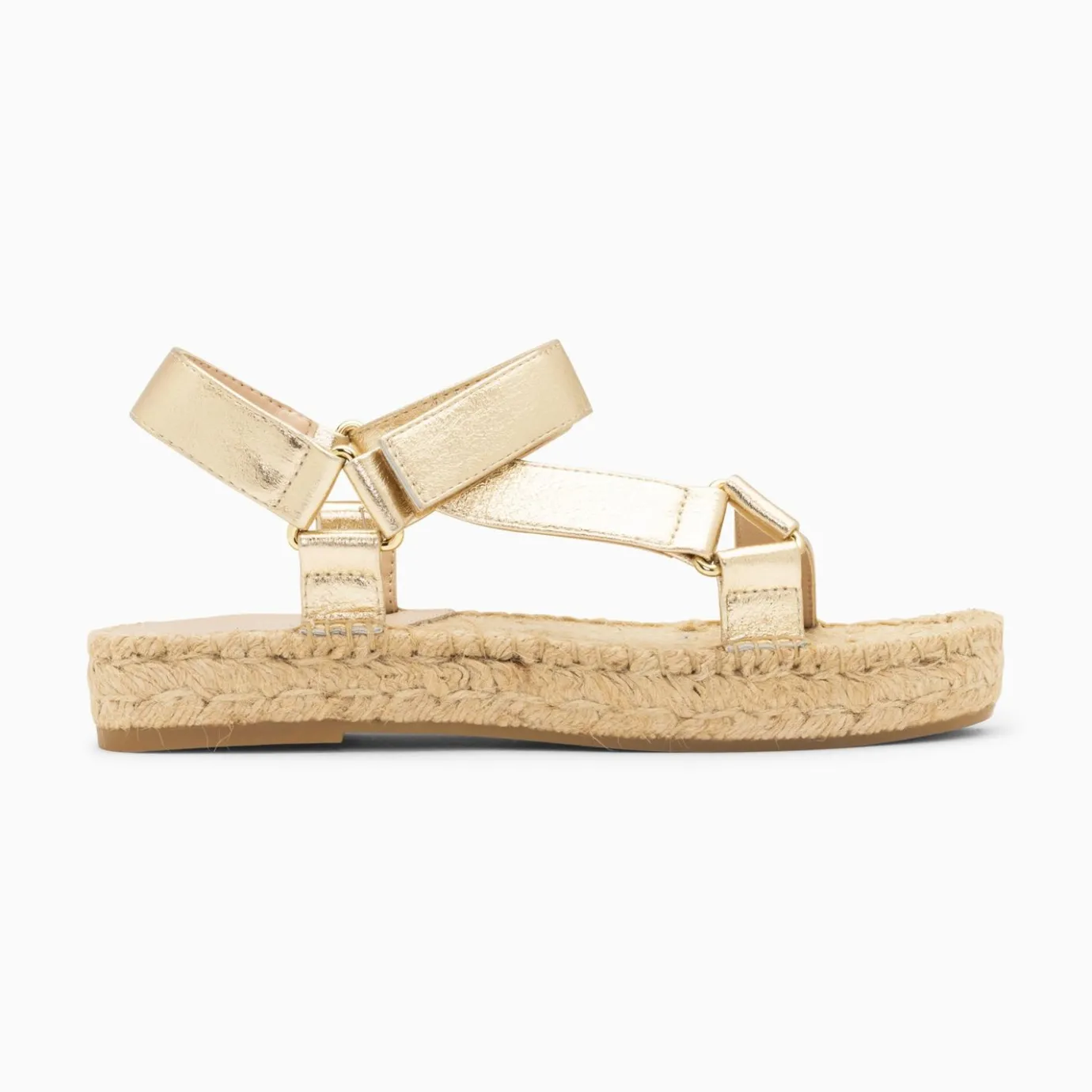 Vanessa Wu Sandales Plates | Sandales Harlyne Or A Scratchs Et Semelle Espadrille