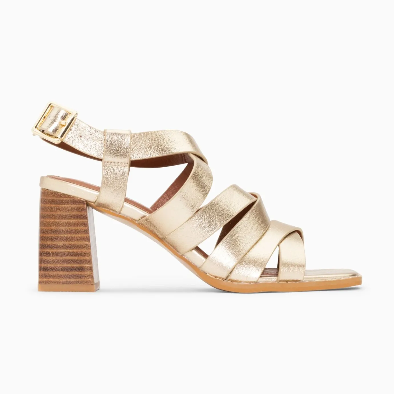 Vanessa Wu Sandales À Talon, Compensées | Sandales Loriane Or A Multibrides Croisees Et Talon Haut
